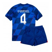 Fotbalové Dres Chorvatsko Josko Gvardiol #4 Dětské Venkovní ME 2024 Krátký Rukáv (+ trenýrky)